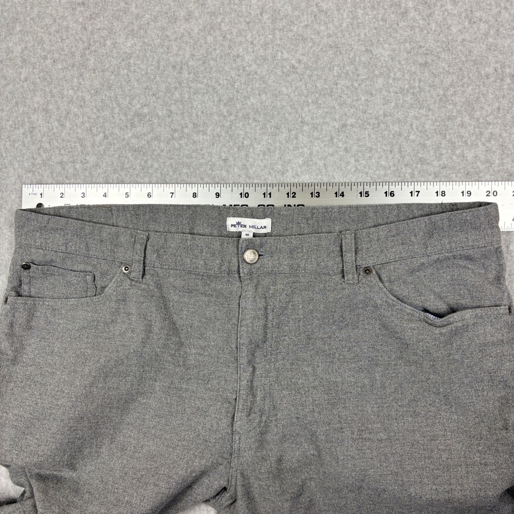Peter Millar Crown Flannel Pants Mens 40 Gray Cotton Blend 5-Pocket Straight Leg - Picture 7 of 10